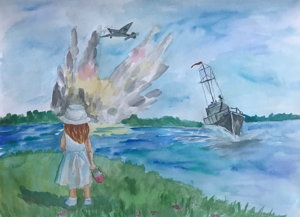 Детский рисунок - Белые панамки